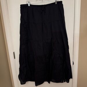 Lucky Brand Elegant Boho Beachy Chic Black Women's Maxi Skirt